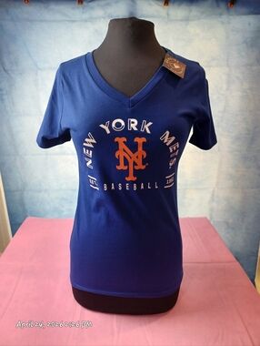 MLB New York Mets Women's V-Neck Tee - Royal Blue